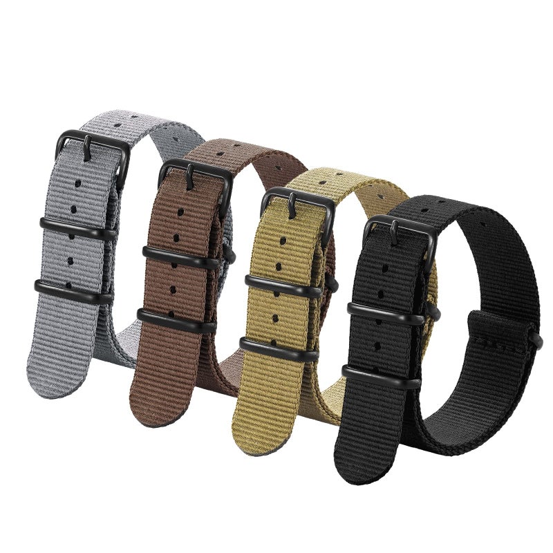 Ritche Christmas Gift 4PC 22mm Nylon Strap Nylon Watch Band Replacement Watch Straps for Men Women (4 Packs), White Elephant Gifts, Stocking Stuffers for Men - Image 1